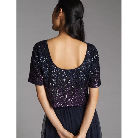 NWT Women's - Anthropologie Let Me Be Ombre Cropped Sequined Blouse, Size XL - Picture 2 of 10